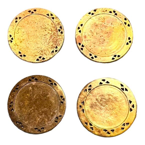 Vintage Marble Coasters set of 4 4" Handcrafted Stone Drink Set Southwest Rustic - Picture 1 of 16